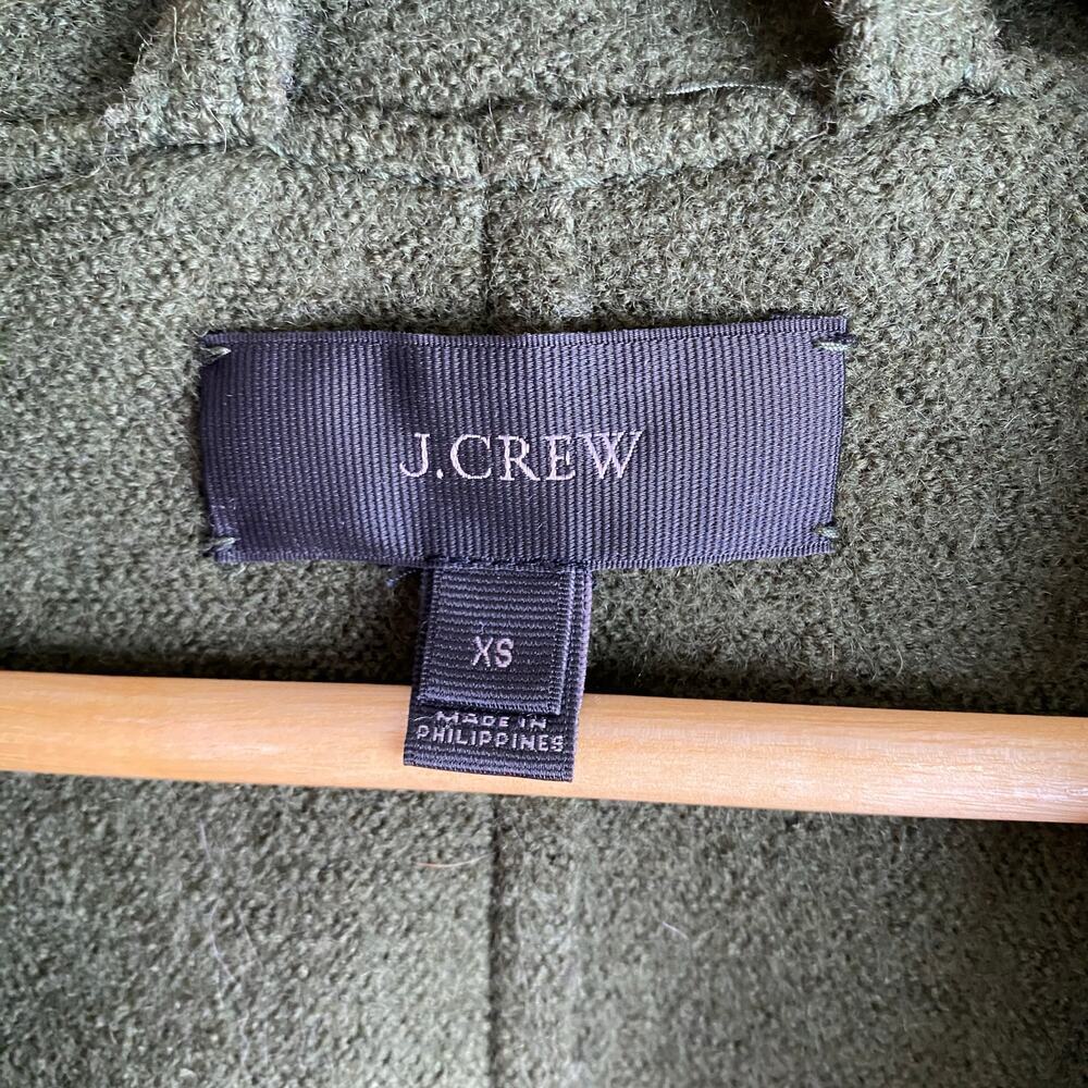 J.Crew Boiled Wool Wrap Coat Forest Green XS Belted - Picture 12 of 15